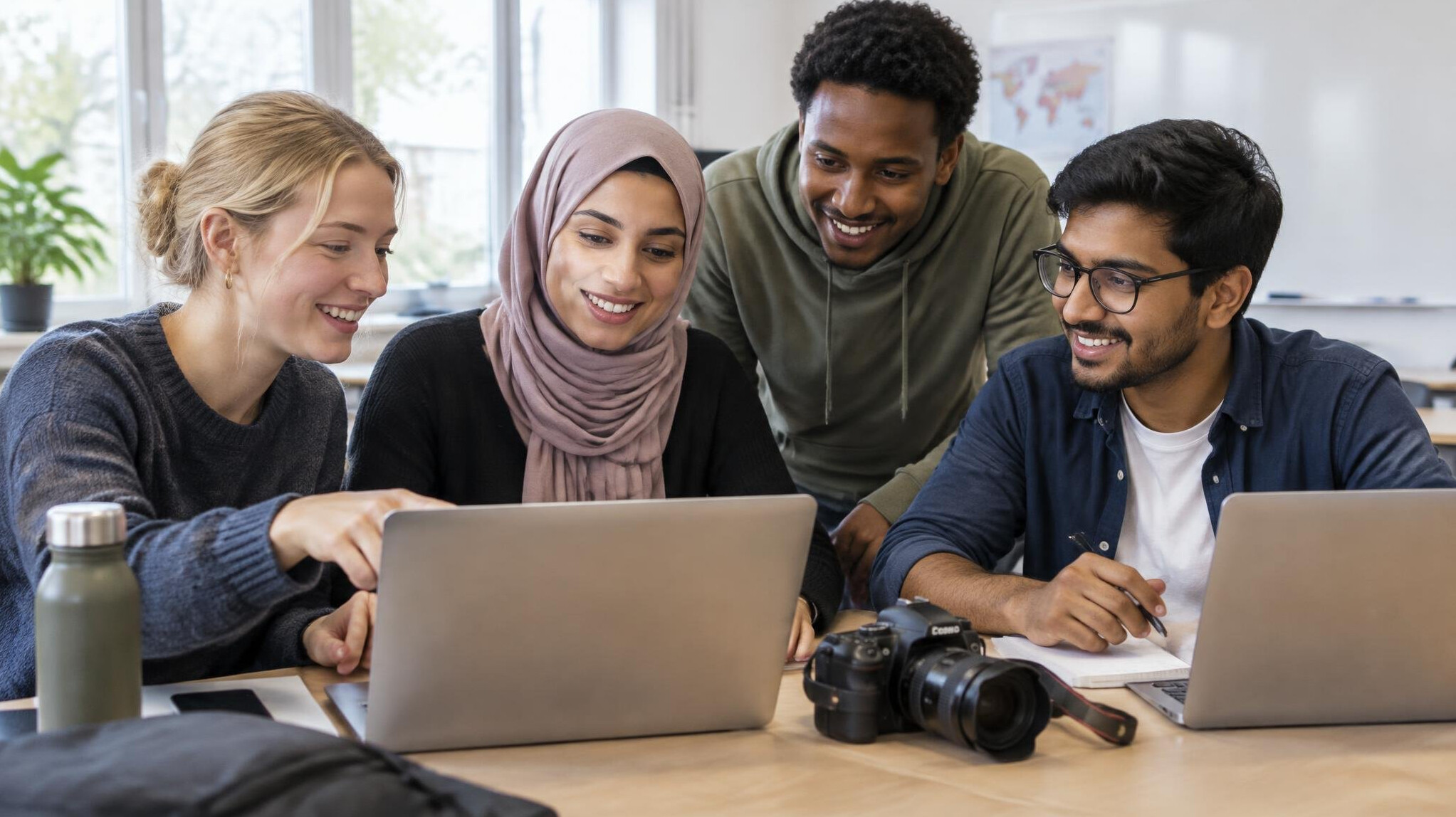 Group of students learning together around a table